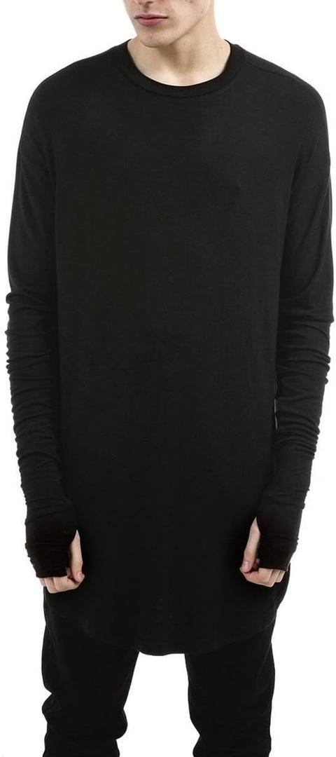 LILBETTER Mens Thumb Hole Cuffs Long Sleeve T-Shirt Basic Tee (Small, Black)