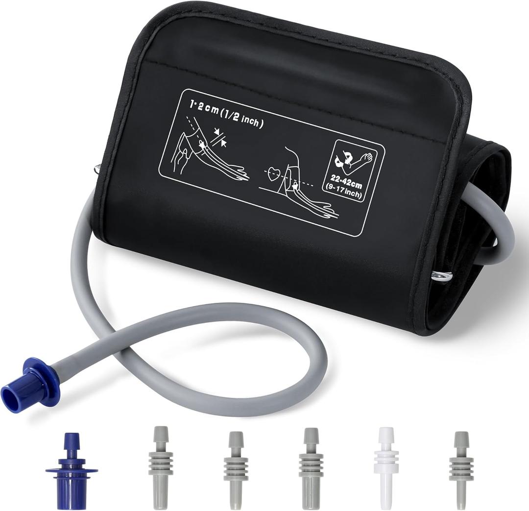 9-17 Inches Blood Pressure Replacement Cuff, Wide-Range BP Cuff Fits Medium to Large Upper Arms, 6 Sizes of Connectors Universally Compatible with Omron or Other Brand Monitors (Cuff Included Only)