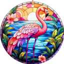 2025 Christmas Ornament  Flamingo Stained Glass Christmas Ornament  Artistic Bird Holiday Decoration, Colorful Keepsake Gift