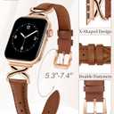 JR.DM Leather Bands Women Compatible with Apple Watch 40mm 38mm 44mm 45mm 41mm 42mm 46mm 49mm Dressy Thin Designer Strap with X-Shaped Metal Crown for iWatch Series Ultra/ SE/ 11/ 10/ 9/ 8/ 7/ 6/ 5/ 4/ 3/ 2/ 1 Brown