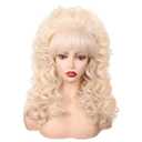 FantaLook 80s Long Curly Vintage Cosplay Wig with Bang for Women 60-70s Queen Costume for Halloween Party (Blonde)