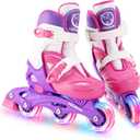 Inline Skates for Girls and Kids, Roller Skates Blades with 4 Size Adjustable Light up Wheels for Kids Girls Beginner Ages 4-8 5-8 6-12 8-12 Indoor Outdoor