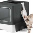 Enclosed Cat Litter Box, Large Litter Box for Big Cats, Covered Kitty Litter Boxes with Lid, Top Entry Cat Box Enclosure with Scoop, Odor Control, Easy to Clean (Black)