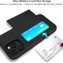 XHSY iPhone 16 Pro Max Case with Card Holder  Dual Layer Wallet Phone Case with Hidden Slot, Shockproof PC+TPU Protective Cover for Women & Men (Compatible with 6.9 inch) (Black)