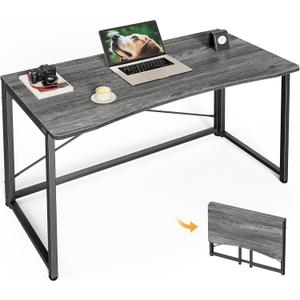 Huuger Folding Desk for Small Spaces, 39.3 Inch Foldable Computer Table, for Home Office, Study, Bedroom, Dorm, Space Saving, Small Writing Work Office Computer Desk, Easy to Fold, Grey