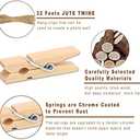 1.35 Inch Mini ClothesPins for Photo100 Pcs with 32 Feet Jute TwineMini Clothes Pins for Crafts,Wooden Small Clothes Pins for Pictures,Tiny Decorative Clothespins for Baby Shower(Natural Color)