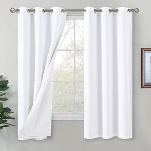 BGment White Blackout Curtains for Bedroom 63 Inch Length 2 Panels Set, Thermal Insulated Bedroom Curtains Soundproof Room Darkening Window Curtain Drapes, Each Grommet Curtains 42 Inch Wide (42"W x 63"L (Pack of 2), Pure White)