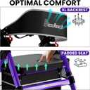 BlessReach Heavy-Duty Aluminum Rolling Walker - Foldable Rollator Walkers with Seat for Seniors, 450 lb Capacity, 8'' Wheels, 18" Big Seat, 6-Position Adjustable Height(Purple)