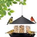 Wild Bird Feeder, Large Capacity Hanging Bird Feeder with Multiple Suspension Options, Black (Black)