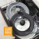 Set of 2 Vented Tempered Glass Universal Lid for Pot Pan Skillet with Heat Resistant Silicone Microwave Splatter Cover Microwave Safe Fit 6.5" 7" 7.5" and 11.5" 12" 12.5", Light Grey