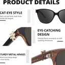 LVIOE Cat Eye Polarized Sunglasses for Women Trendy Classic Retro Shades with UV400 Protection for Driving Fishing LS1205 (A3 Black Brown/Grey)