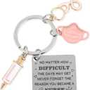 Nurse Graduation Appreciation Keychain, Medical Assistant Key Chain for Women, Funny Mask Injection Nursing Student Practitioner Presents, Female Doctor Work Week Gift for Birthday Thanksgiving