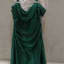 Elegant Long Crinkle Cold Shoulder Gown W/Draped Cowl Neck & Rhinestone Embellished Straps (Green, XXL) 14P