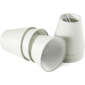 Fuloon Small Lamp Shades Clip on Bulb, Modern European Style Mini Lamp Shades for Chandelier, French Country White Chandelier Lampshades, 3.5x5.1x5.5 in, 6 Pack (Linen White)
