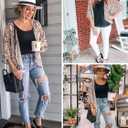 Hibluco Women's Floral Kimono Cardigan Casual Chiffon Tops Loose Beach Cover Ups (XXL)