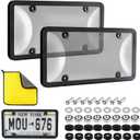 Transparent License Plate Frames & Cover: 2PCS License Plate Protector, Front and Rear License Plate Holder - Unbreakable Car Plate Frame - Universal Fit for Most US Plates (Gray)
