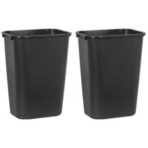 Rubbermaid Commercial 295700BK Deskside Plastic Wastebasket, Rectangular, 10 1/4 gal, Black (Pack of 2)