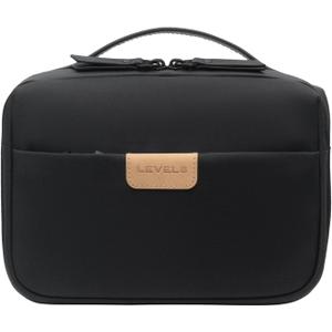 LEVEL8 Travel Toiletry Bag for Men Women, Water Repellent Shaving Bag for Toiletries Accessories, Storage Bags with Divider and Handle, Small/Black