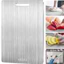 New Titanium Cutting Board-Stainless Steel Cutting Boards for kitchen,Double-Sided Food Grade Non Toxic Cutting Board,Chopping Boards Necessities for Home Outdoor Camping Meal Prep,Easy to Clean L