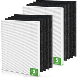 C545 True HEPA Replacement Filter S Compatible with Winix C545 Air Purifier, Part number 1712-0096-00 and 2522-0058-00, 2 x True HEPA Filter + 8 x Activated Carbon Pre-Filter (10 Piece Set)