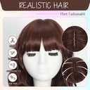 Chocolate Brown Wig with Bangs Short Wavy Wigs for Women Curly Bob Style Wear and Go Natural Synthetic Wigs for Halloween Costumes Cosplay Daily Party Use 16IN