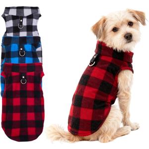 3 Pieces Dog Sweater with Leash Ring, Buffalo Plaid Fleece Vest Pullover Puppy Sweater Warm Jacket Pet Clothes Coats for Small Dogs Cats Teddy Chihuahua Yorkshire (Large, Buffalo Plaid)