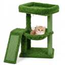 YOUPET Cat Tree with Cat Scratching Post for Indoor Cats, Cat Tower with Scratching Board and Playful Toy Balls, Cat Tree Tower with Cozy Hammock, Green