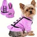 Puppy Sweaters for Small Dogs Girl Fleece Winter Fall Puppy Dress Warm Girl Dog Clothes with Leash Hole Cute Pet Oufit (Purple, XX-Small)