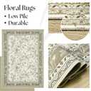 Neutral Beige Floral Area Rugs 6x9 Living Room, Taupe with Beige Tan Flower Design Low-Pile Washable Rugs for Bedroom Dining Room, Vintage Modern Farmhouse Boho Indoor Floor Carpet Kids Playroom