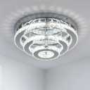 Modern Crystal Chandelier LED 3 Tier Crystal Ceiling Lights Flush Mount Chandeliers for Bedrooms Dining Room Living Room,Dia 13.8",Cool White,42 W