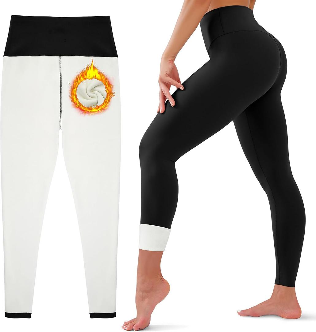 HEGALY Thick Fleece Lined Leggings for Women Tummy Control High Waisted Workout Thermal Warm Soft Yoga Pants for Cold Winter (MODEL: FLL-Black-XXL)