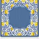 Blue and Yellow Mediterranean Lemon Mahjong Mat 31.5x31.5 Inch