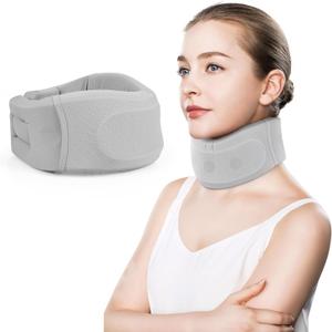 RESTCLOUD Neck Brace for Neck Pain and Support, Neck Support Brace, Adjustable Cervical Collar, Gray, 3" Tall, 19.5" Long