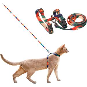 pidan Cat Harness and Leash Set, XL Size for Large Cats, Escape Proof - Adjustable Kitten Harness for Large Small Cats, Lightweight Soft Walking Travel Petsafe Harness (Multicolor-XL Size)