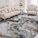 Ultra-Soft 5x7 Area Rugs Marble Abstract Machine Washable Non-Slip Low Pile Modern Stain Resistant Carpet for Living Room Bedroom Dining Room Office, Black and Grey (5x7 feet)