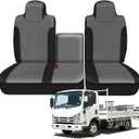 SAPUBK Custom-Fit Front Seat Cover Replace for 2006-2025 Isuzu NPR 40/60 Split Bench, Front Knitted Fabric with Back Soft Foam Lining Airmesh Breathable Seat Cover