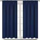 BGment Blackout Curtains for Bedroom 45 Inch Length - Short Room Darkening Drapes Thermal Insulated with Rod Pocket for Kitchen Living Room Bathroom Window, 42 x 45 Inch, 2 Panels, Navy Blue