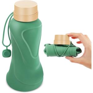 Collapsible Water Bottles,650ml,Leak Proof,Reuseable BPA Free Silicone Foldable Water Bottles,Durable Lightweight for Travel Gym Camping Hiking,Compact Size Portable Sports Water Bottle (Green)