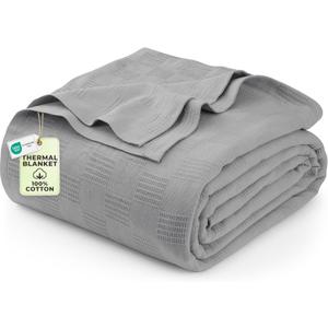 Utopia Bedding 100% Cotton Thermal Blanket Cool Grey Twin Size Soft, Lightweight, Breathable, Cozy Spring and Summer Blanket for Couch and Sofa, Home Room Decor Gifts for Women and Men (90x72 Inches)