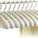 Plastic Clothes Hanger, Extra Thick Plastic Wide Shoulder Adult 360 Degrees Rotate Slip Resistant Standard Clothing Hanger Ideal for Everyday Use White 10 Pack