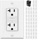 ELECTECK 50 Pack GFCI Outlets 15 Amp, Non-Tamper Resistant, Decor GFI Receptacles with LED Indicator, Ground Fault Circuit Interrupter, Wallplate Included, ETL Listed, White