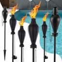 Metal Citronella Torches Outdoor,6 Pack,60 Inch Tall Flame Metal Torches for Yard,Citronella Candles Outdoor,Black Torch Canister Replacement for Backyard Pathway Patio Party