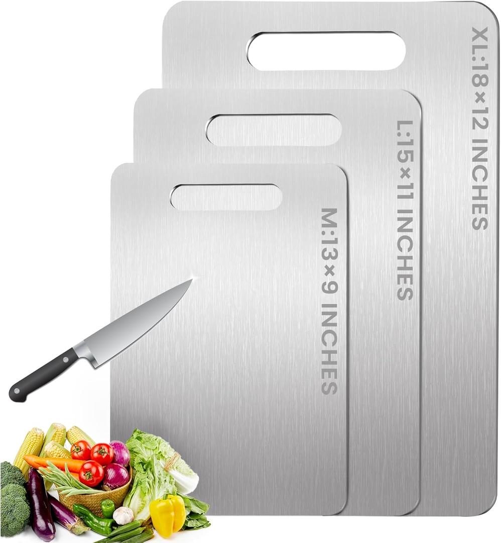 100% Pure Titanium Cutting Board - 13x9 Inch Non-Slip Kitchen Chopping Board, Dishwasher Safe, Scratch Resistant, Easy to Clean, Durable & Hygienic for Meat, Vegetables, and Fruits