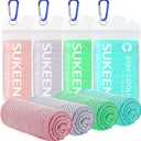 Sukeen 4 Pack Cooling Towel (40"x12") for Sweat, Quick-Drying Neck Cooling Wraps, Soft & Breathable Chilly Sports Towel for Yoga, Sport, Running, Workout, Cooking, Microfiber (Macaron Pink/Macaron Blue/Lavender/Mint Green)