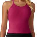 Womens Crop Tank Tops Seamless Yoga Sports Bra Padded Workout Halter Neck Camisole with Built in Bra (Pink, M)