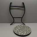 Vipush Outdoor Side Table Mosaic Accent Table End Table Plant Stand for Patio Garden Backyard Balcony Porch,14'' Round Mosaic Table Top with Black Iron,Grey