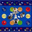 Large Classroom Rug, 6.56Ft ×9Ft Kids ABC Rugs for Toddler Playroom, Education Preschool Carpet for Learning Alphabet, Numbers, Words, Area Elementary Playmat for Daycare Nursery Kindergarten