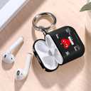 for Airpods 2nd Generation Case, Cute Cool Red Heart Pattern Protective TPU Soft Cases for Airpods Case 2nd/1st Gen, Shockproof for Airpods Case Men Women with Lanyard & Keychain