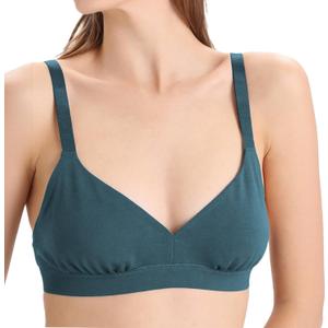 100% Merino Wool Women’s Wireless Triangle Bra，Wide Straps, No Padding, Merino-Wrapped Elastic Band – Moisture-Wicking, Everyday Bralette for Yoga，Hiking Outdoos Teal, XL