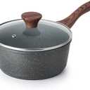 SENSARTE Nonstick Saucepan with Lid, 2.5 Quarts Medium Pot with Swiss Granite Coating, Stay-cool Handle, Sauce Pan Small Kitchen Cooking Pot, Induction Comptable, Free of Intentionally Added PFOA